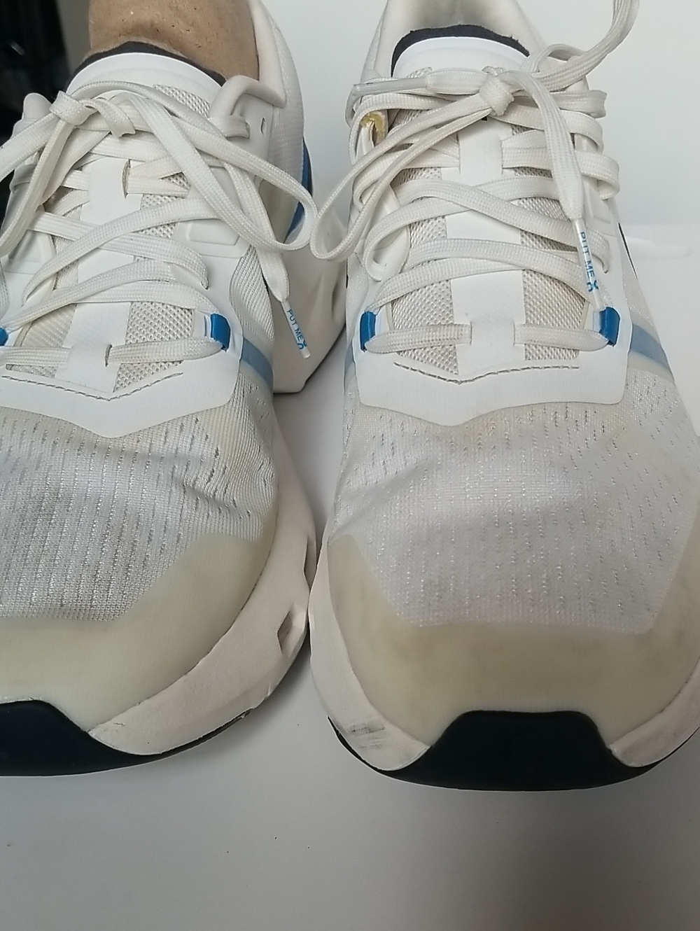 On Running Men's White and Blue Athletic Shoes